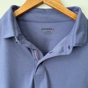 UNTUCKit Men’s Long Sleeve Polo Shirt Blue Size XL